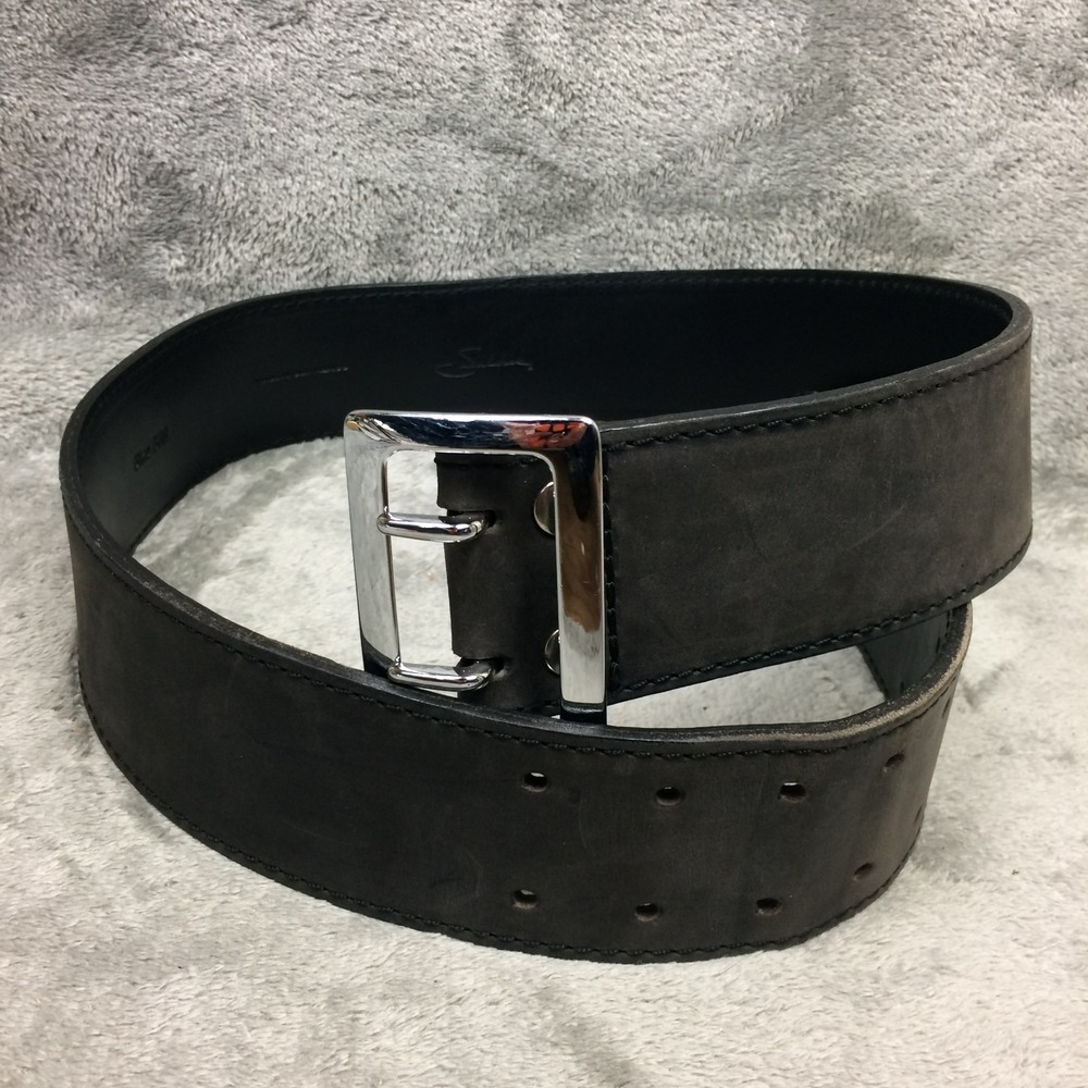 Saddleback‎ Leather Belt Mens Small Medium 2" Dual Prong Heavyweight Grey